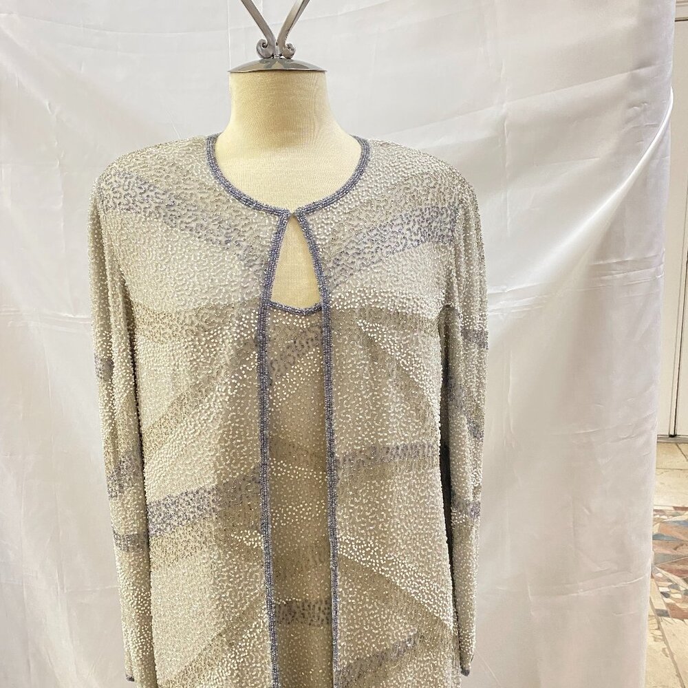 Beautiful SCALA Handmade 2 pc Beaded Dress 100% Silk  - XL NWT